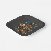 Steampunk Fish Vintag Retro Style Pappteller (Gewinkelt)