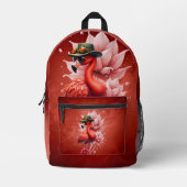 Steampunk Flamingo - Fantasy Digital Artwork Bedruckter Rucksack (Vorderseite)