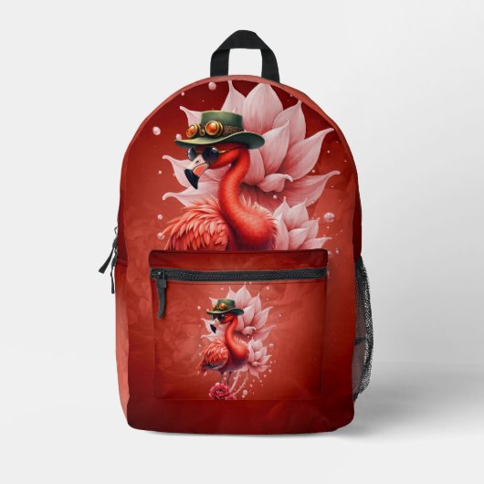 Steampunk Flamingo - Fantasy Digital Artwork Bedruckter Rucksack (Vorderseite)