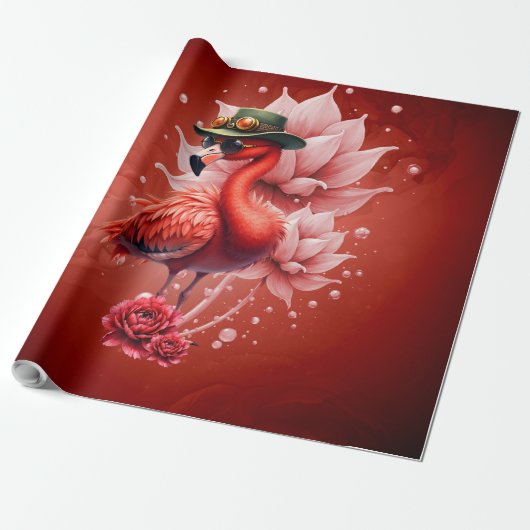 Steampunk Flamingo - Fantasy Digital Artwork Geschenkpapier (Ungerollt)