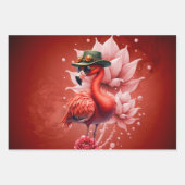 Steampunk Flamingo - Fantasy Digital Artwork Geschenkpapier Set (Vorderseite)