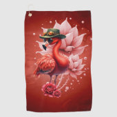 Steampunk Flamingo - Fantasy Digital Artwork Golfhandtuch (Vorderseite)