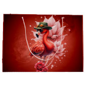 Steampunk Flamingo - Fantasy Digital Artwork Große Geschenktüte (Rückseite)