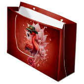 Steampunk Flamingo - Fantasy Digital Artwork Große Geschenktüte (Vorderseite Schrägansicht)