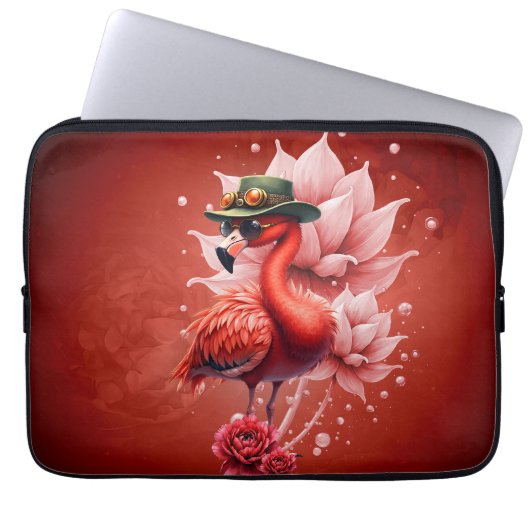 Steampunk Flamingo - Fantasy Digital Artwork Laptopschutzhülle (Vorderseite)