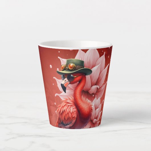 Steampunk Flamingo - Fantasy Digital Artwork Milchtasse (Vorderseite)