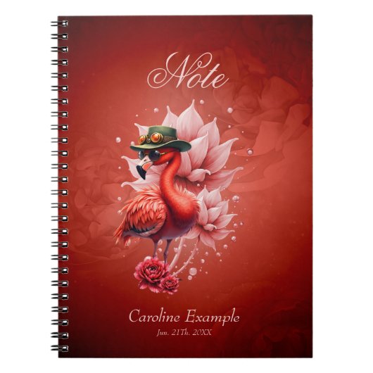 Steampunk Flamingo - Fantasy Digital Artwork Notizblock (Vorderseite)