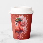 Steampunk Flamingo - Fantasy Digital Artwork Pappbecher (Rückseite)
