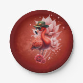 Steampunk Flamingo - Fantasy Digital Artwork Pappteller (Vorderseite)