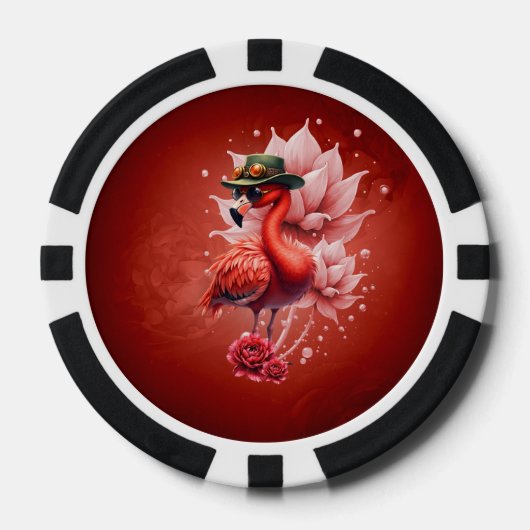 Steampunk Flamingo - Fantasy Digital Artwork Pokerchips (Vorderseite)