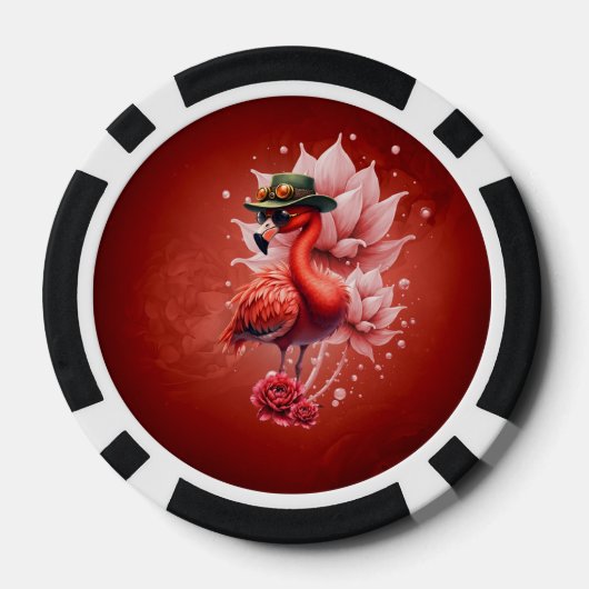 Steampunk Flamingo - Fantasy Digital Artwork Pokerchips (Rückseite)