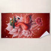 Steampunk Flamingo - Fantasy Digital Artwork Strandtuch (Vorderseite)