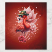 Steampunk Flamingo - Fantasy Digital Artwork Weinetikett (Einzelnes Label)