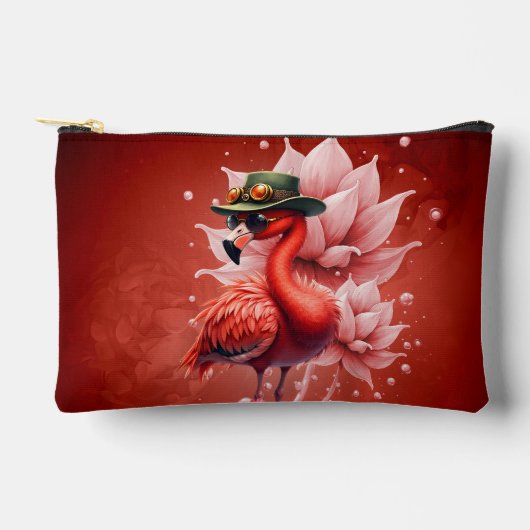 Steampunk Flamingo - Fantasy Digital Artwork Zubehörtasche (Vorderseite)
