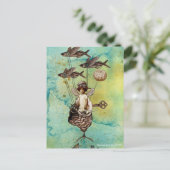 Steampunk Fliegender Fisch Seeschiff Postkarte (Stehend Vorderseite)