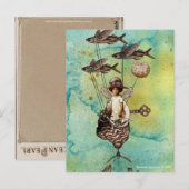 Steampunk Fliegender Fisch Seeschiff Postkarte (Vorne/Hinten)