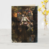 steampunk Fliegenmädchen-Grußkarte Karte (Gelbe Blume)