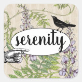 Steampunk Floral Black Bird Barn Wood Gran Quadratischer Aufkleber (Vorderseite)