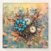 Steampunk Floral Decorative Glasuntersetzer (Vorderseite)