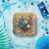 Steampunk Floral Decorative Pappteller (Party)