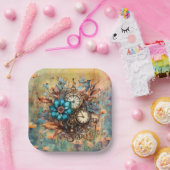 Steampunk Floral Decorative Pappteller (Party)