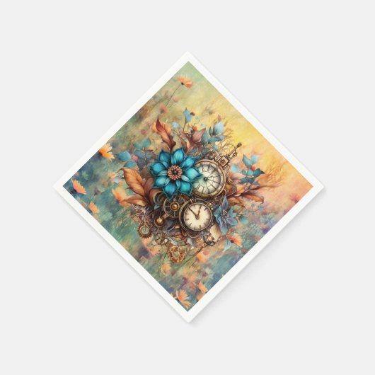 Steampunk Floral Decorative Serviette (Ecke)