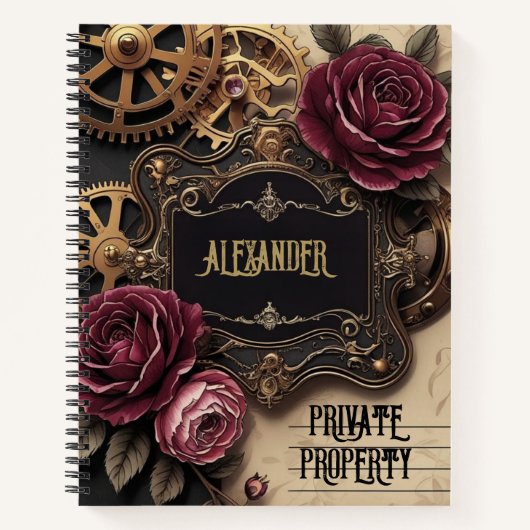 Steampunk Floral Gears Writing Journal Notizblock (Vorderseite)