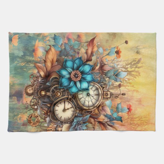 Steampunk Floral Geschirrtuch (Horizontal)
