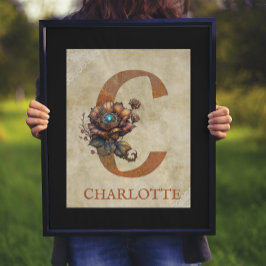 Steampunk Floral Letter C Poster