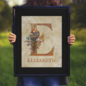 Steampunk Floral Letter E Poster