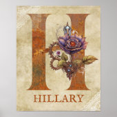 Steampunk Floral Letter H Poster (Vorne)