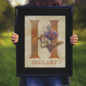 Steampunk Floral Letter H Poster