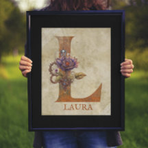 Steampunk Floral Letter L