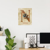 Steampunk Floral Letter N Poster (Heimbüro)