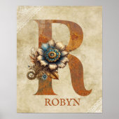 Steampunk Floral Letter R Poster (Vorne)