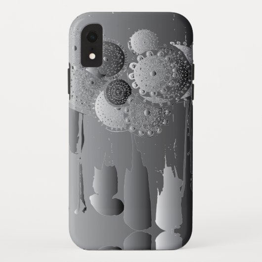 Steampunk Floral Metal Gray Case-Mate iPhone Hülle (Rückseite)