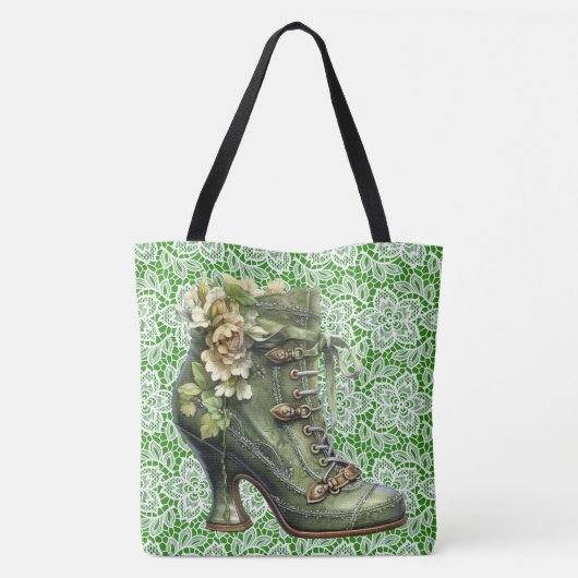 Steampunk Floral n' Lace Boot Large Shoulle Tasche (Rückseite)