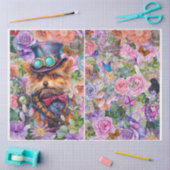 Steampunk Floral Pup mit extra Hintergrund Seidenpapier (Basteln)