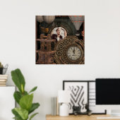 Steampunk-Foto-Rahmen für die industrielle Uhrenve Poster (Heimbüro)