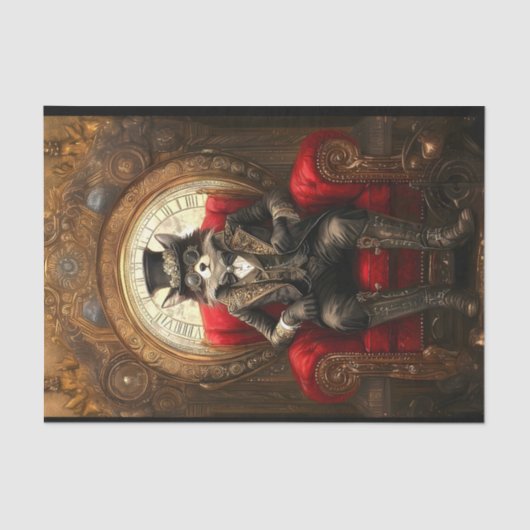 Steampunk Fox auf Throne AC1 Decoupage Seidenpapier (Vorderseite)