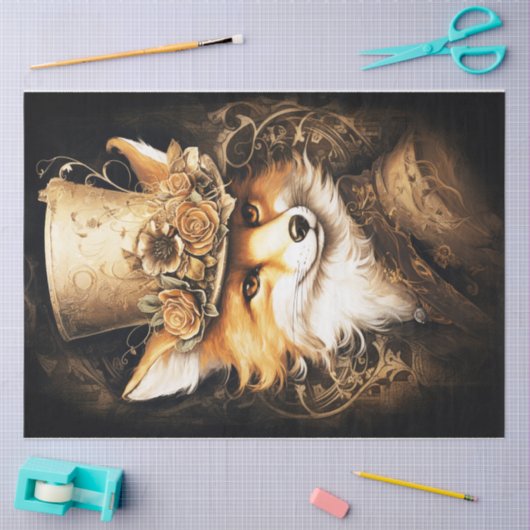 Steampunk Fox Head Seidenpapier (Basteln)