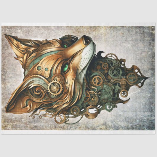 Steampunk Fox Portrait Decoupage Papier (Vorderseite)
