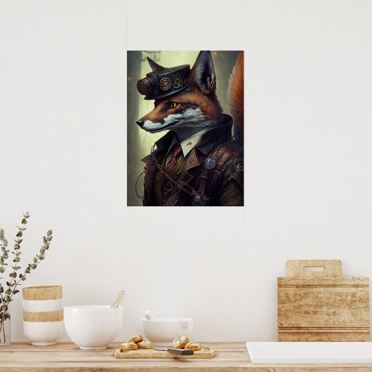 Steampunk Fox Wall Art Poster (Küche)