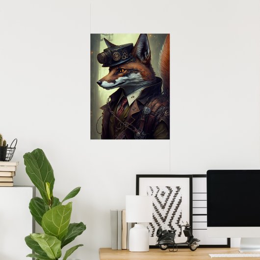Steampunk Fox Wall Art Poster (Heimbüro)