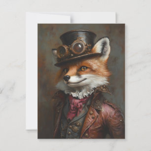 Steampunk Fox Wearing Goggles Postkarte