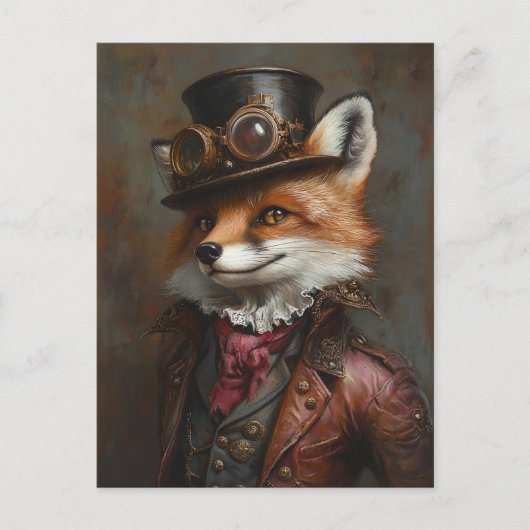 Steampunk Fox Wearing Goggles Postkarte (Vorderseite)