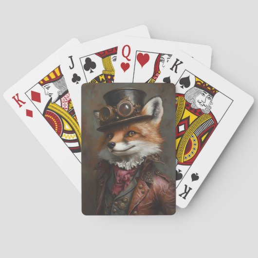 Steampunk Fox Wearing Goggles Spielkarten (Rückseite)