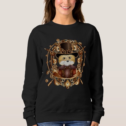 Steampunk fox with cylinder hat look sweatshirt (Vorderseite)