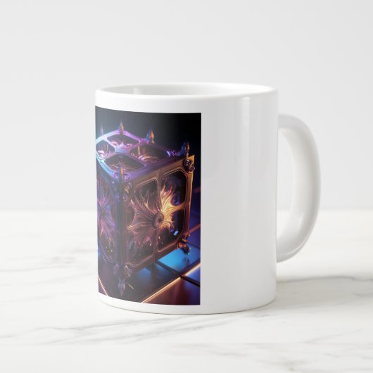 Steampunk Fractal Reflective Music Box Jumbo-Tasse (Vorderseite Rechts)