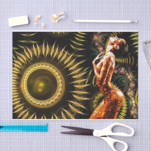 Steampunk Fraktal Fantasy Schöne Frau Seidenpapier (Handwerk)